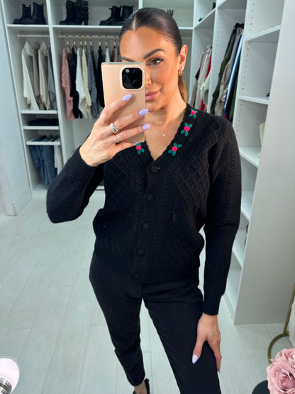 Vanessa Floral Cable Knit Cardigan