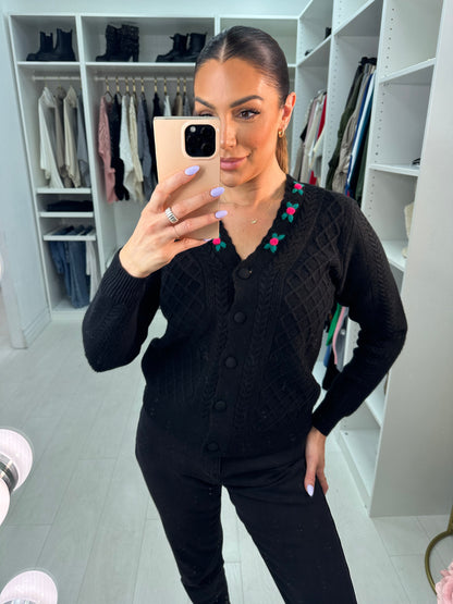 Vanessa Floral Cable Knit Cardigan