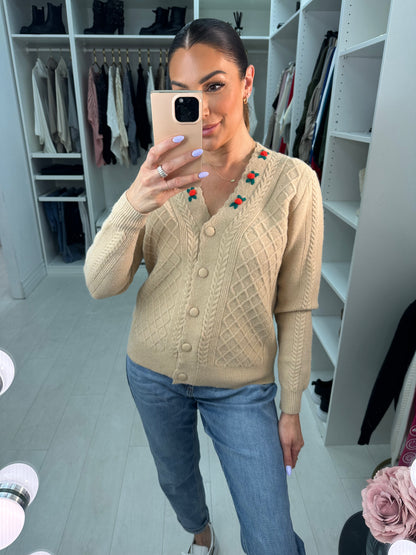 Vanessa Floral Cable Knit Cardigan