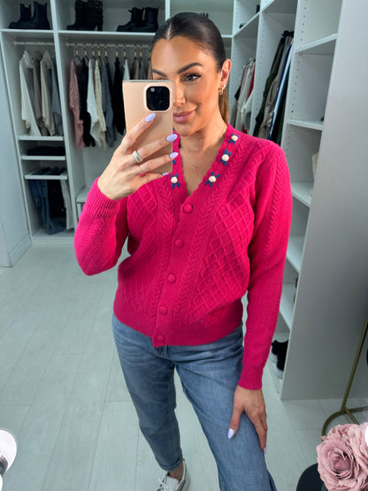 Vanessa Floral Cable Knit Cardigan