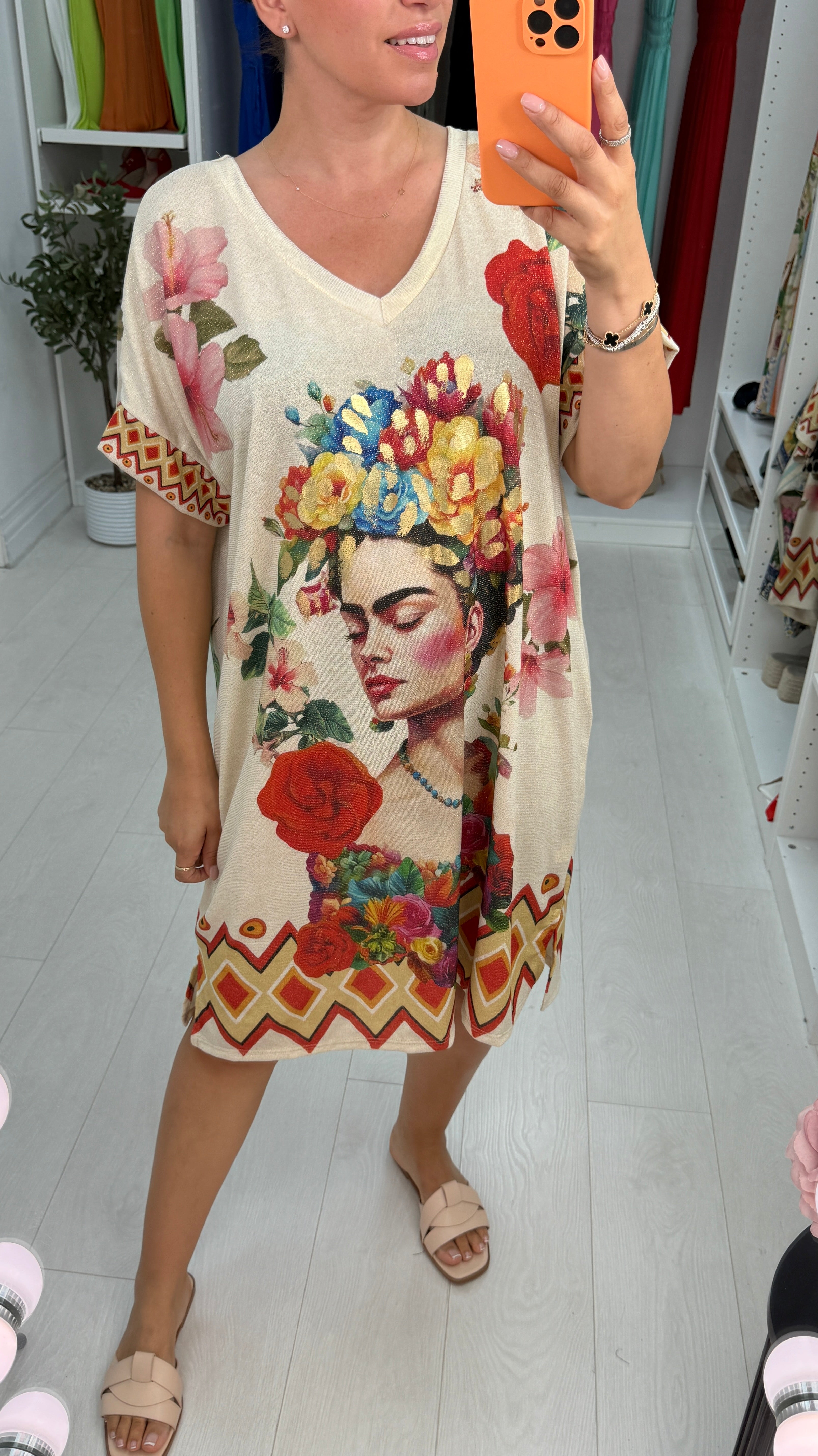 Laurella Floral Print Loose Fit Midi Dress