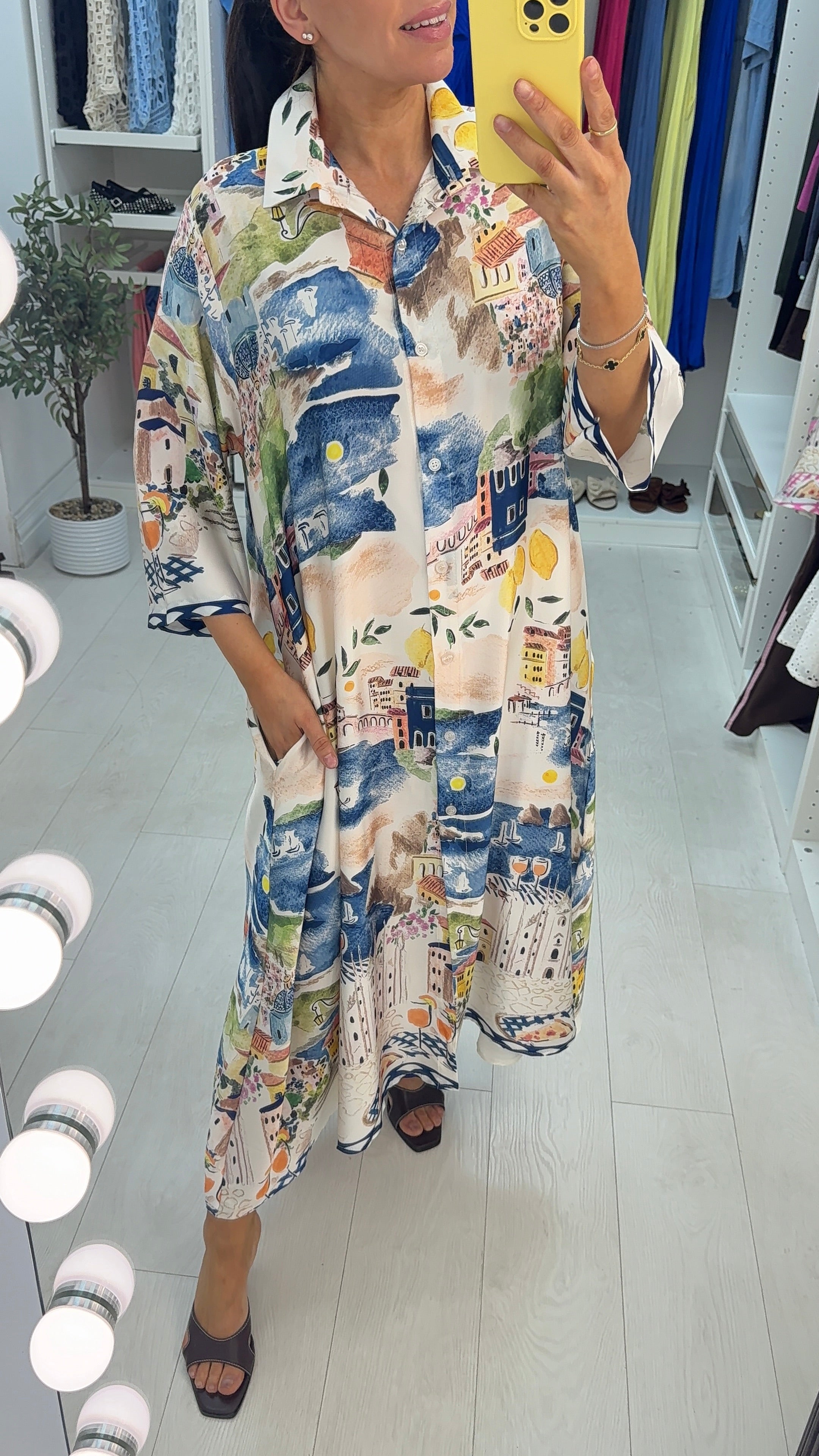 Kaylie Satin Button Front Maxi Shirt Dress