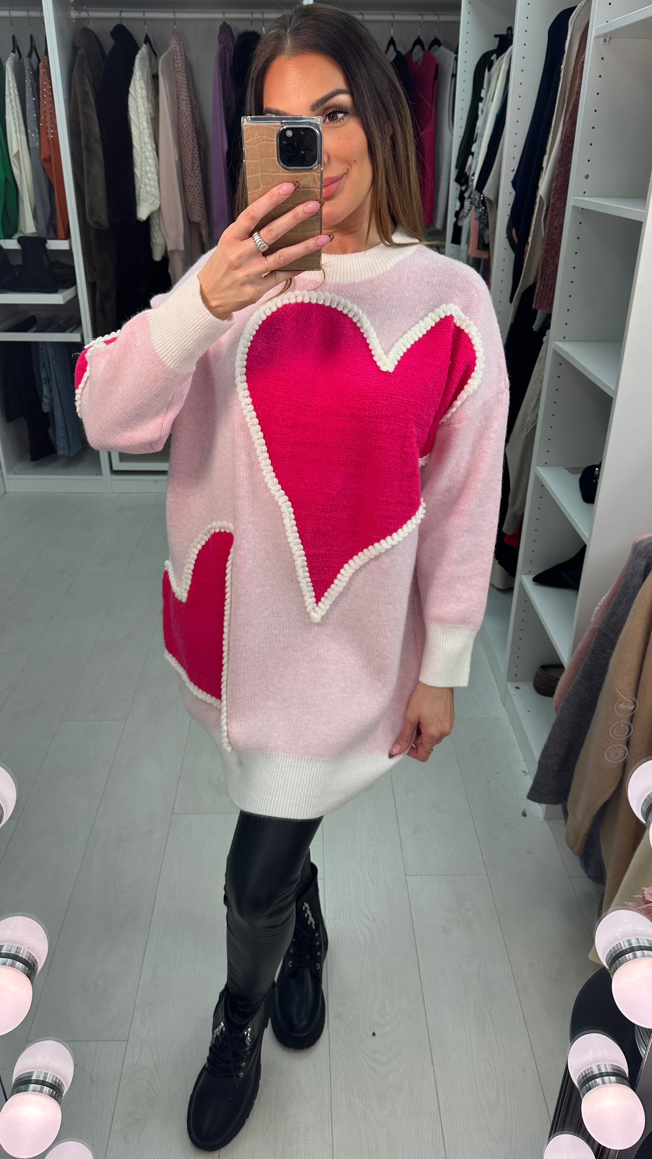 Andrelle Heart Detailed Longline Knit Jumper