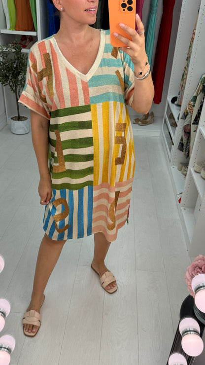 Erika 'Cheers' Slogan Loose Fit Midi Dress