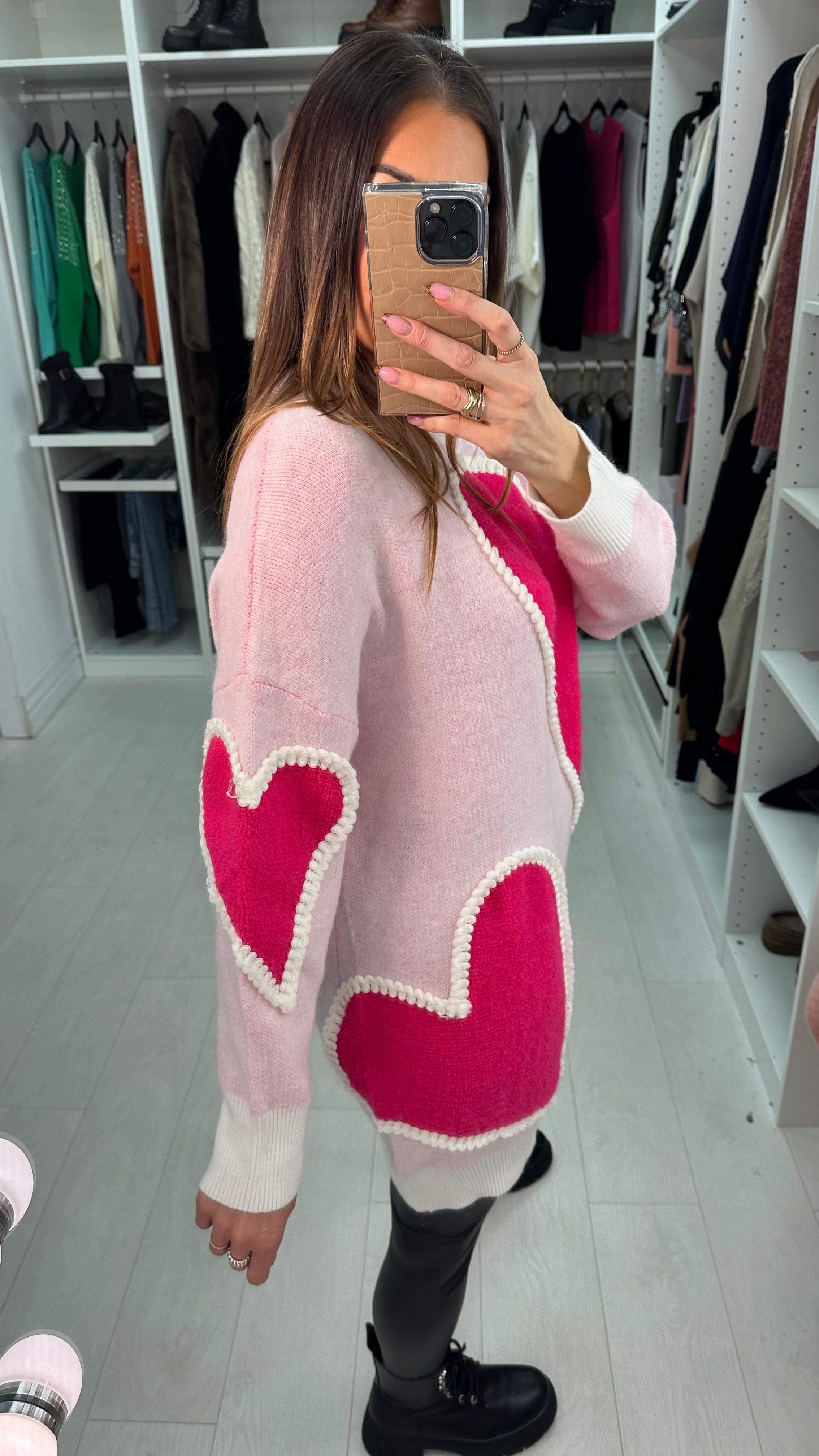 Andrelle Heart Detailed Longline Knit Jumper