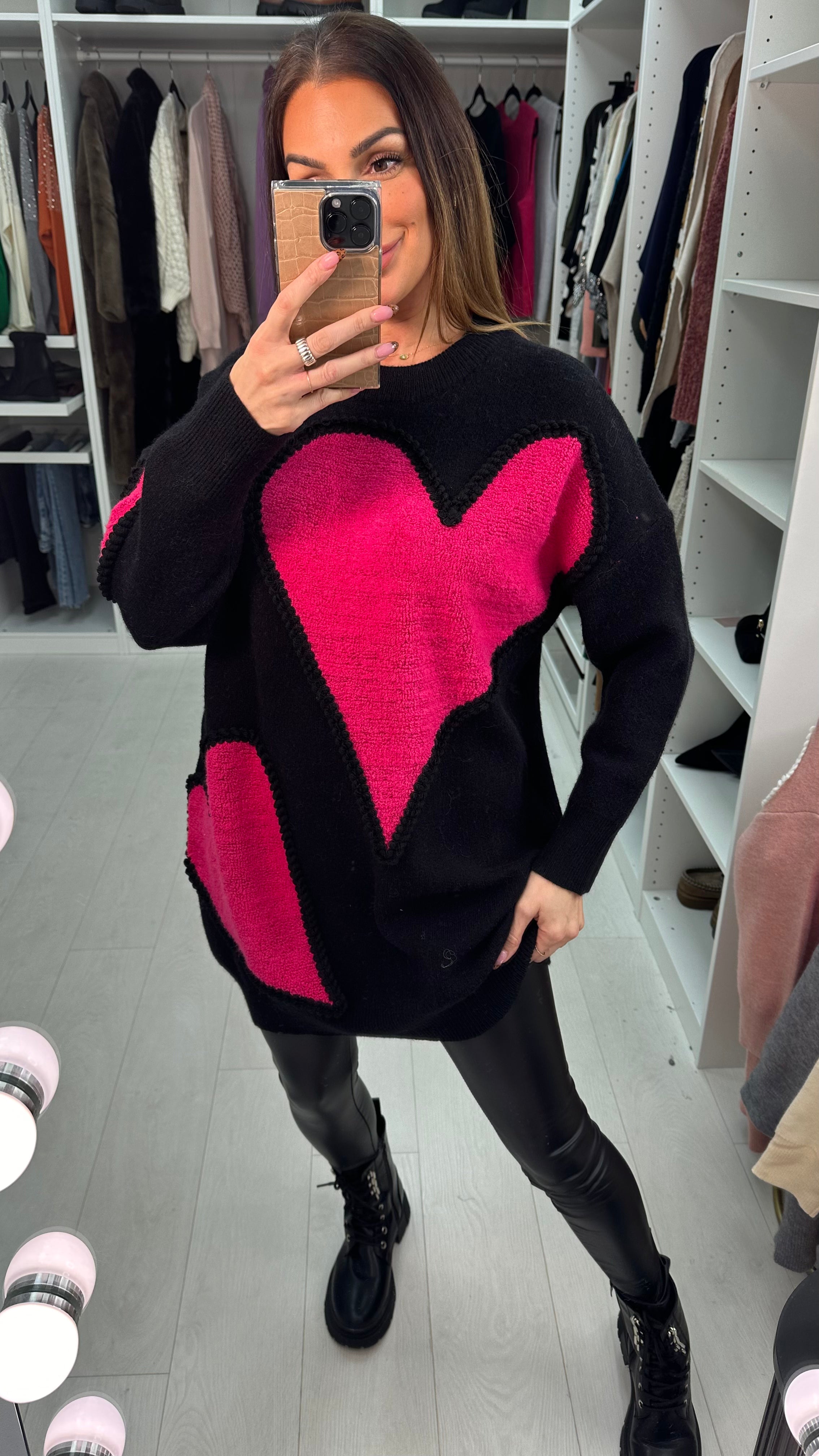 Andrelle Heart Detailed Longline Knit Jumper