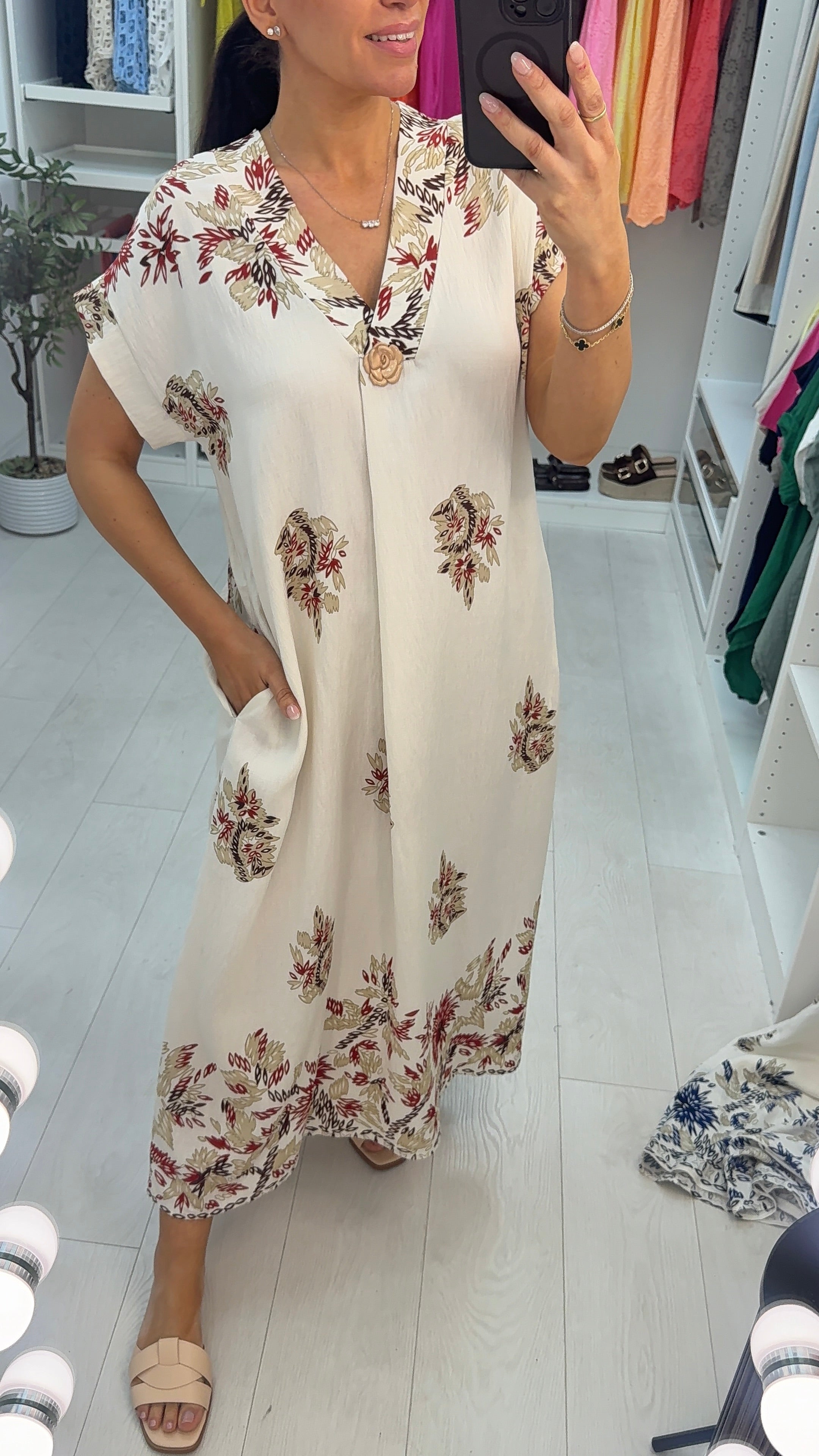 Janice V Neck Loose Fit Maxi Dress