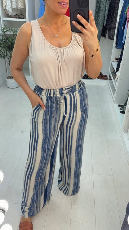 Yelena Striped Wide Leg Trousers