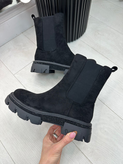 Belinda Faux Suede Embellished Sole Boots