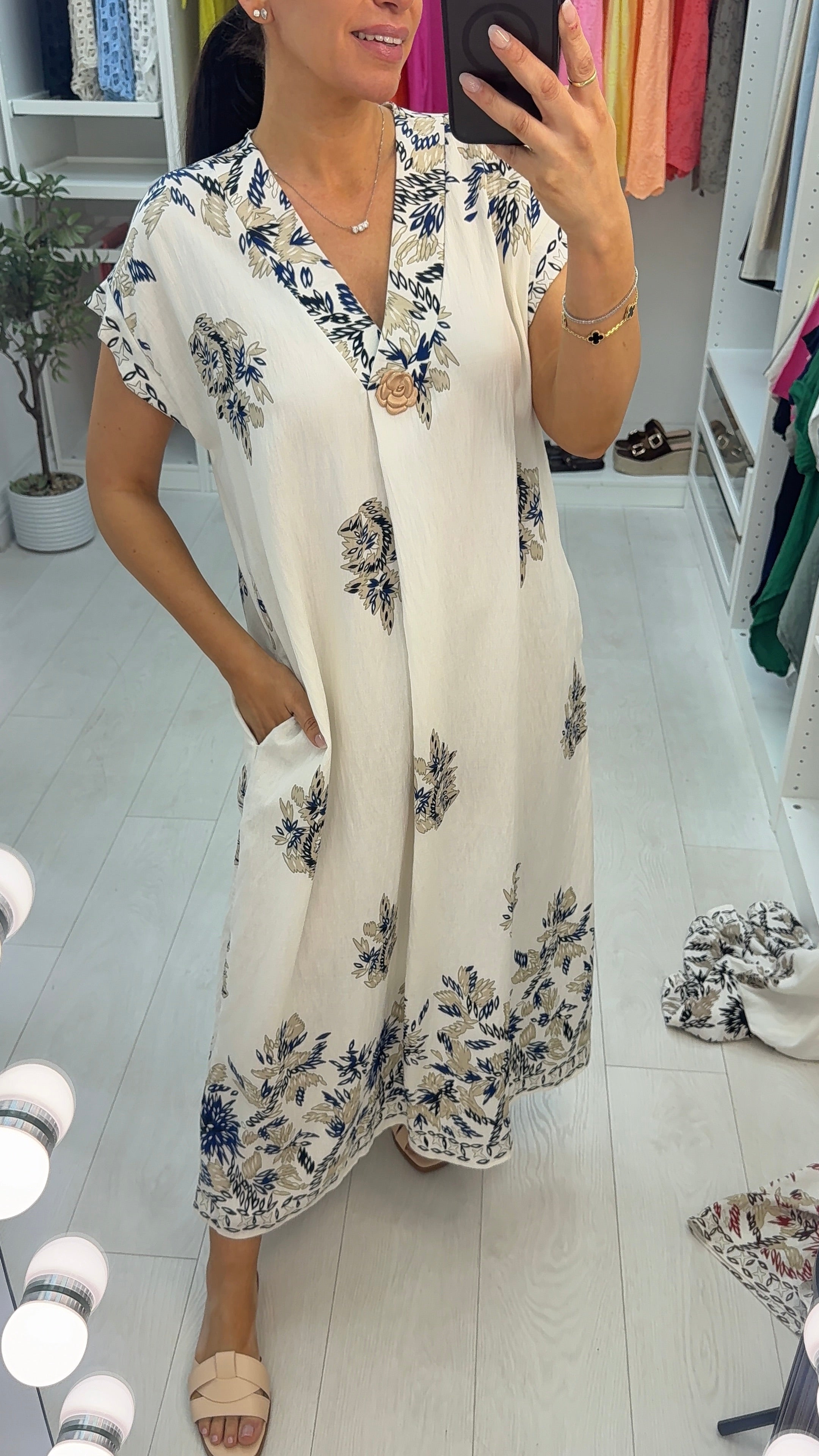 Janice V Neck Loose Fit Maxi Dress
