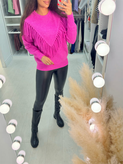 Dallis Crepe Effect Fringe Jumper