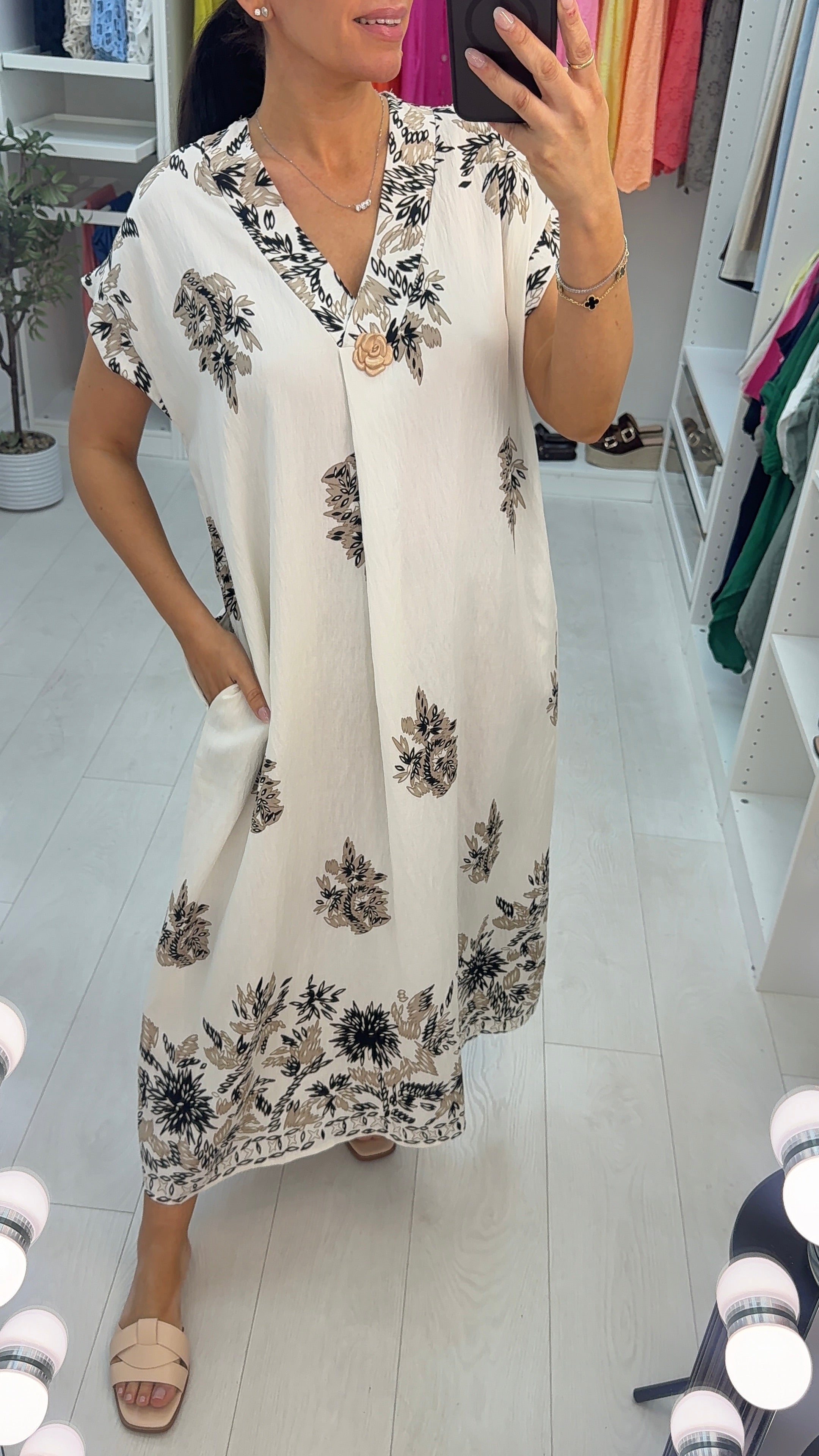 Janice V Neck Loose Fit Maxi Dress