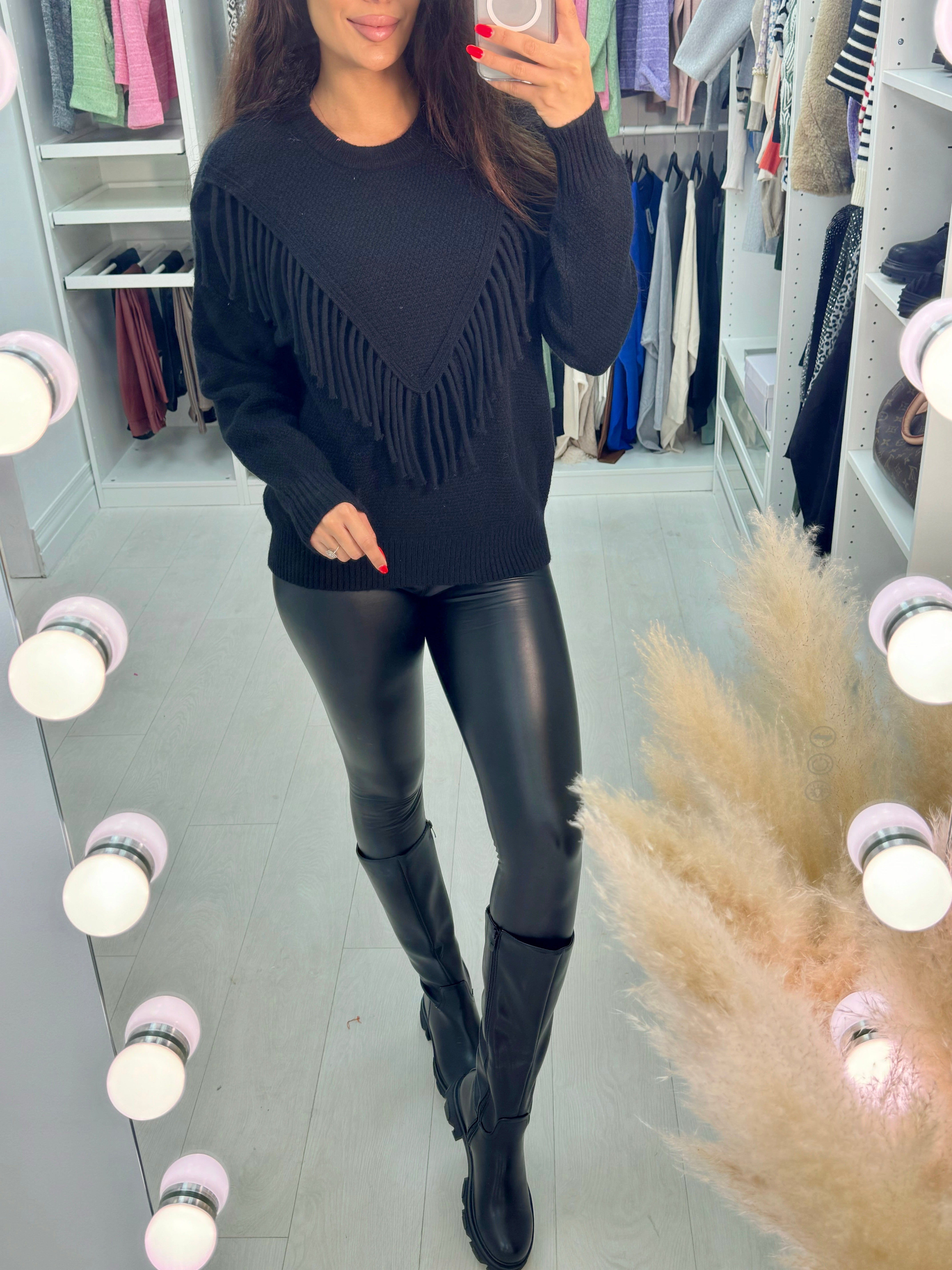 Dallis Crepe Effect Fringe Jumper