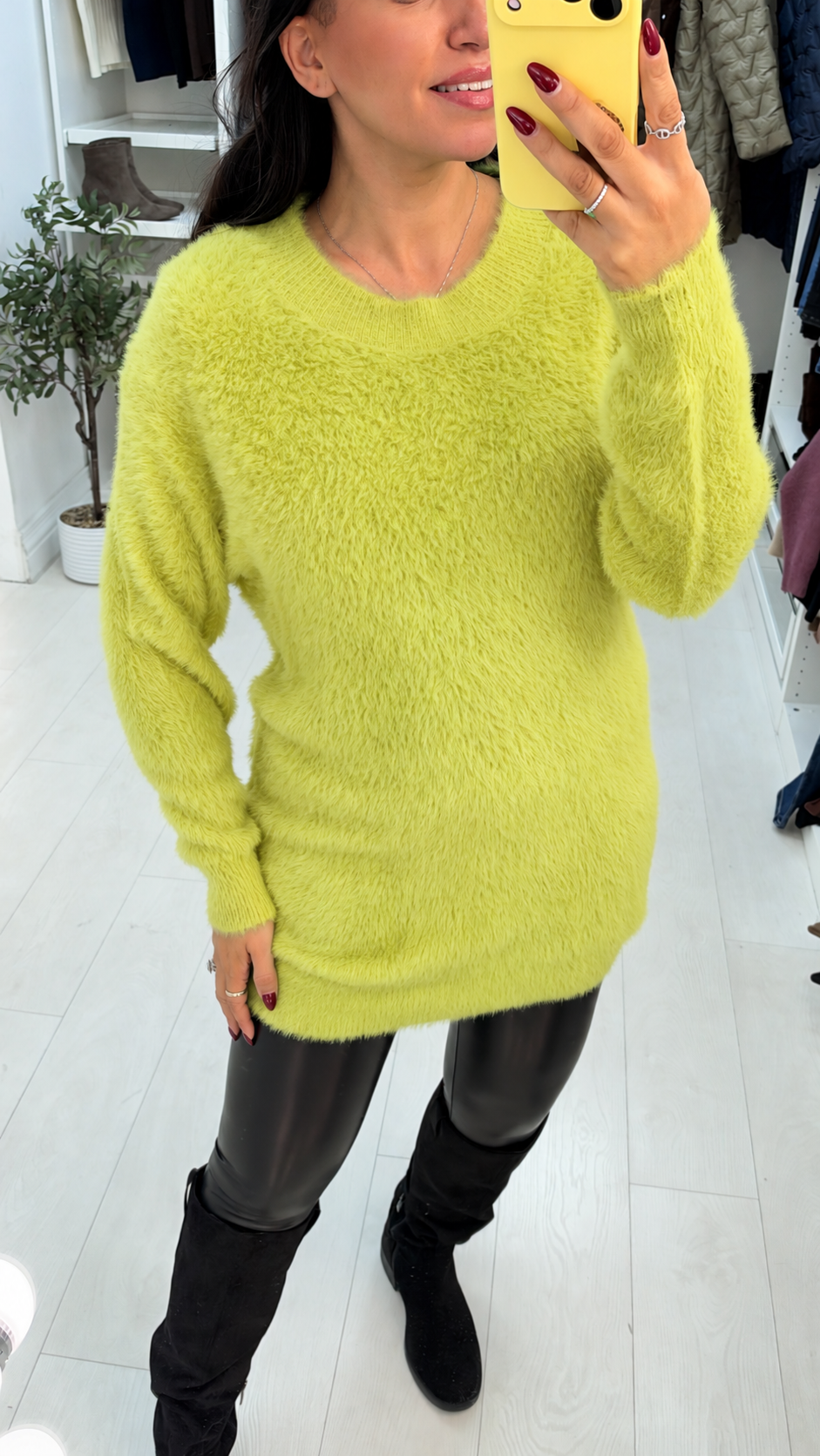 Morina Plain Super Soft Fluffy Longline Jumper