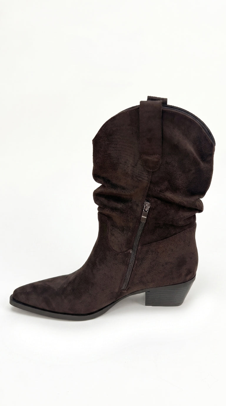 Gianna Faux Suede Runched Pointed Boots