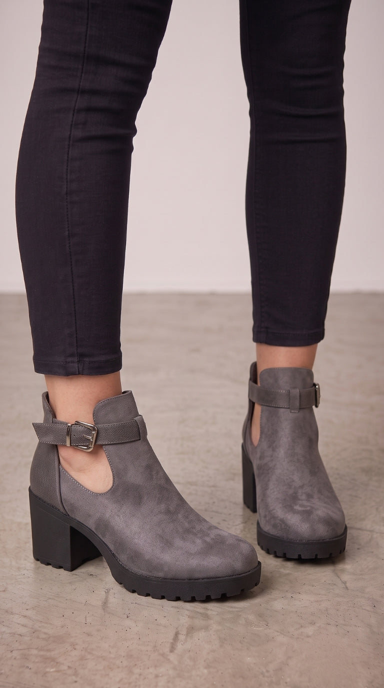 Adora Faux Suede Chunky Heel Ankle Boots