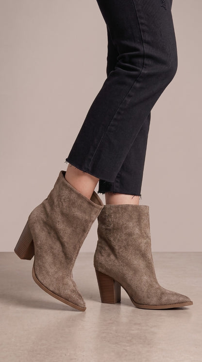 Amie Faux Suede Pointed Heeled Boots
