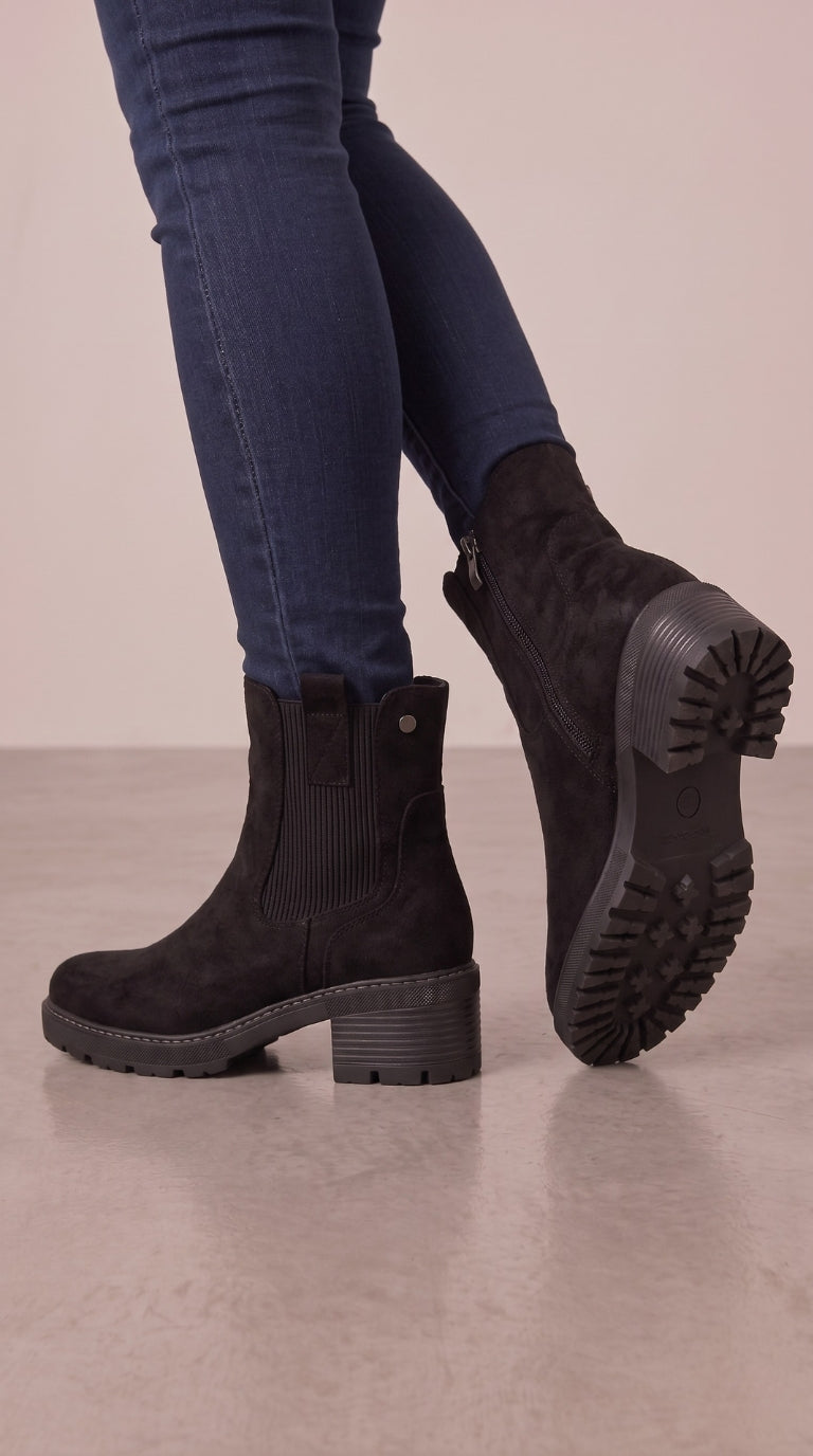 Betty Faux Suede Chunky Heeled Boots