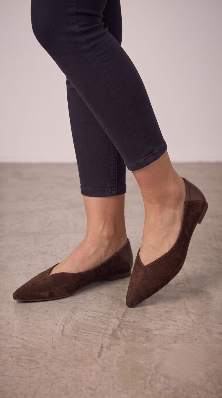 Vivia Faux Suede Pointed Ballet Flats