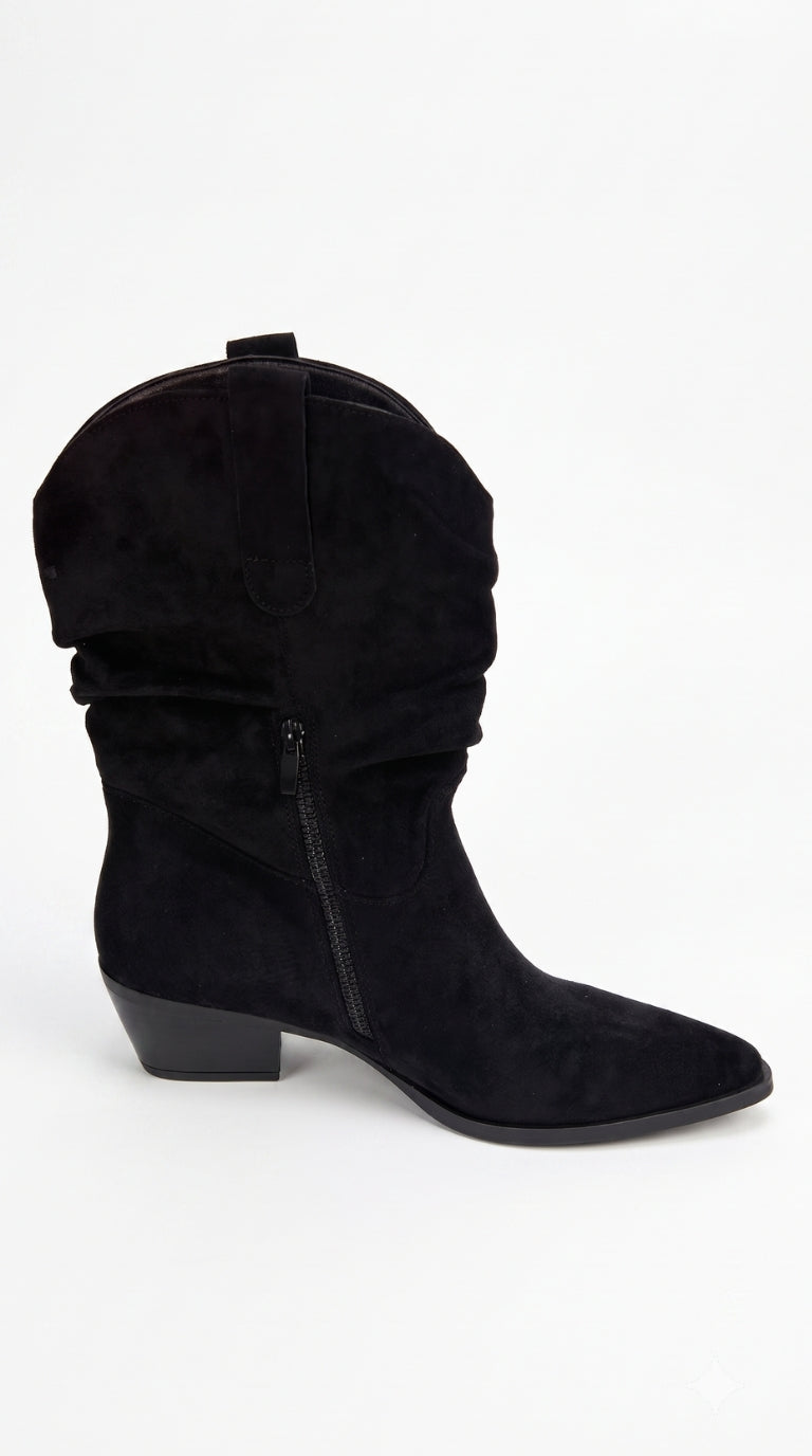 Gianna Faux Suede Runched Pointed Boots