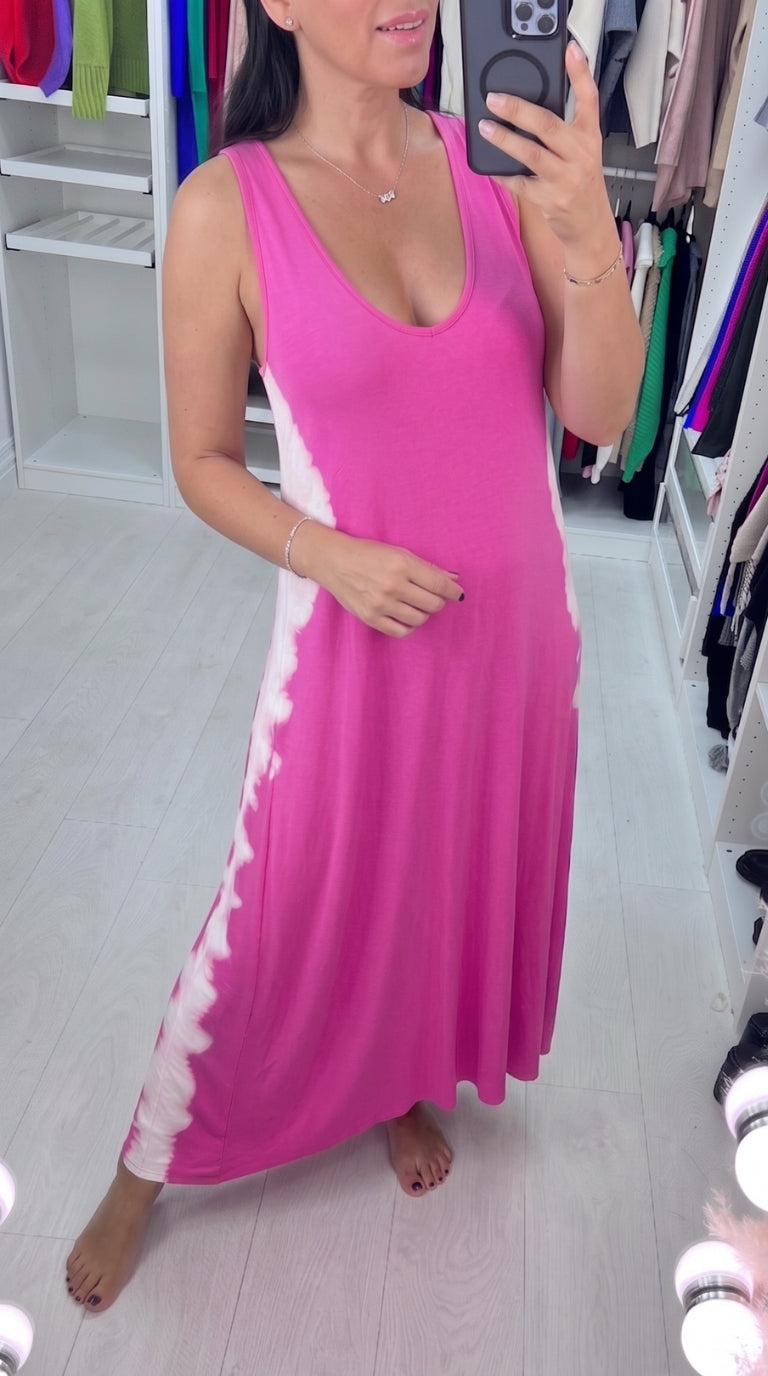 Irina Tie Dye Side Racer Back Jersey Dress