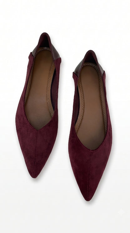 Vivia Faux Suede Pointed Ballet Flats