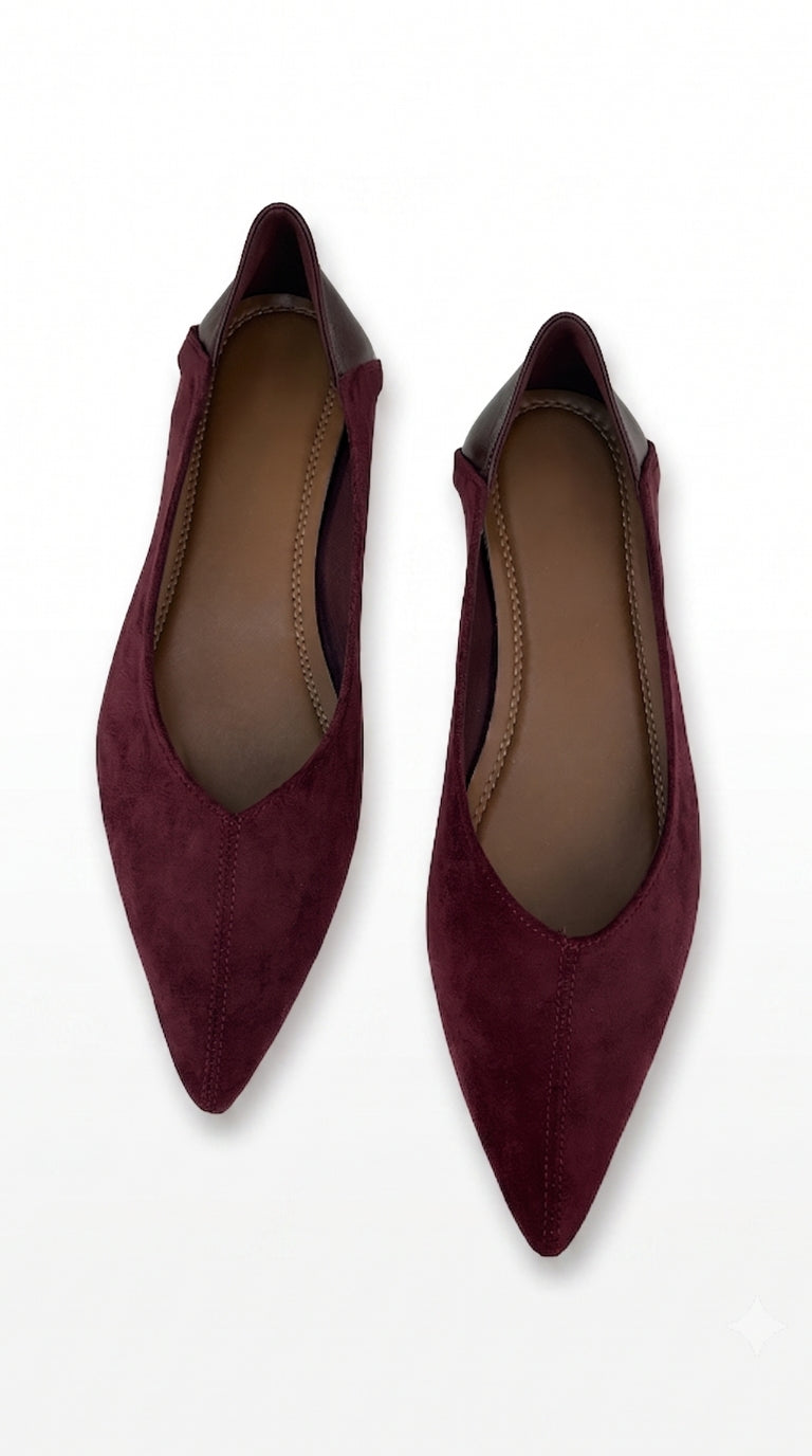 Vivia Faux Suede Pointed Ballet Flats