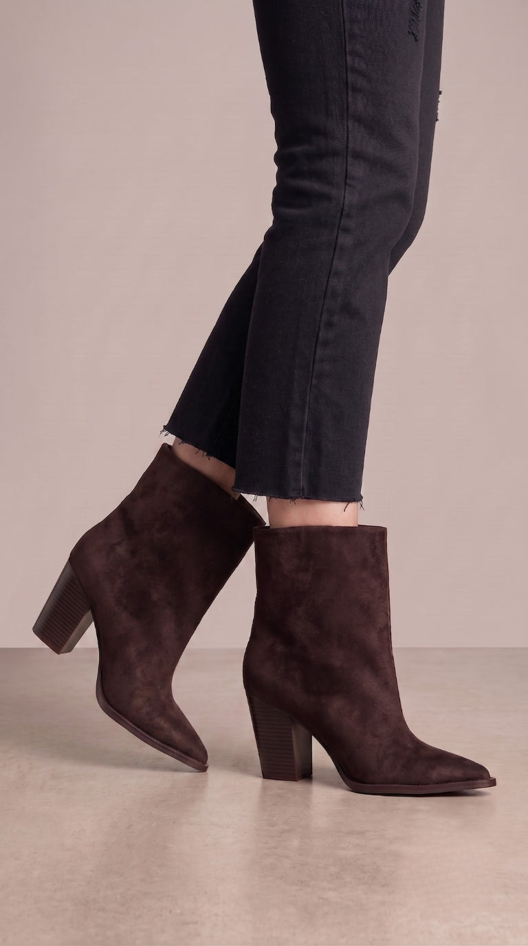 Amie Faux Suede Pointed Heeled Boots