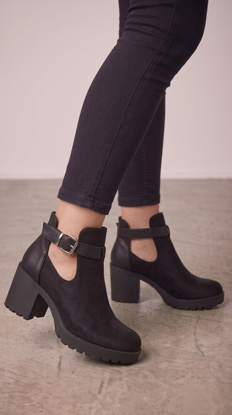 Adora Faux Suede Chunky Heel Ankle Boots