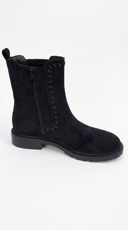 Elaina Stitch Detailed Faux Suede Chelsea Boots