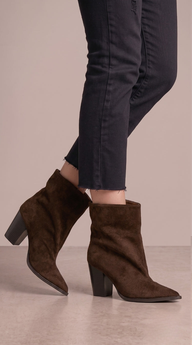 Amie Faux Suede Pointed Heeled Boots