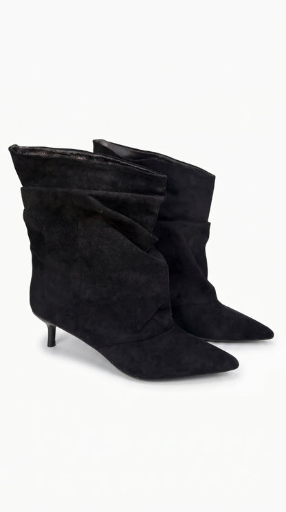 Hariet Faux suede Runched Heeled Boots