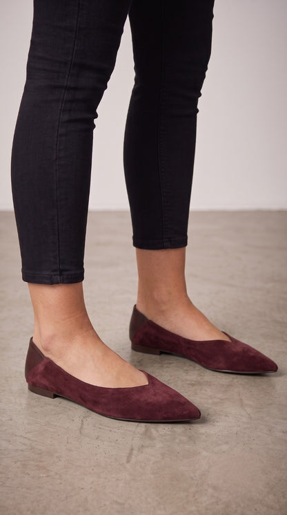Vivia Faux Suede Pointed Ballet Flats