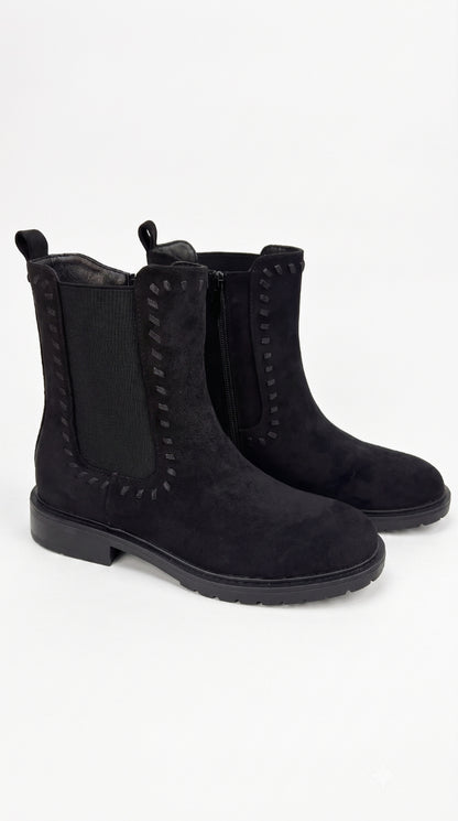 Elaina Stitch Detailed Faux Suede Chelsea Boots