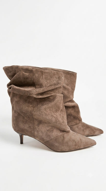 Hariet Faux suede Runched Heeled Boots
