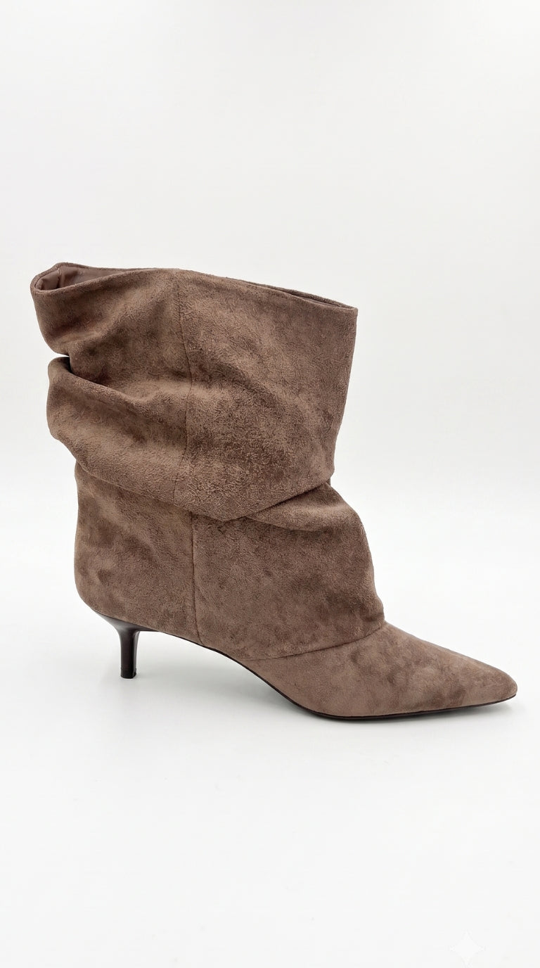 Hariet Faux suede Runched Heeled Boots