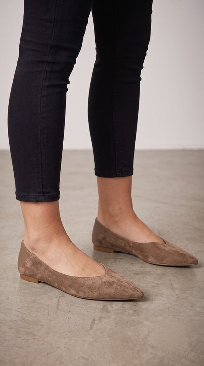 Vivia Faux Suede Pointed Ballet Flats