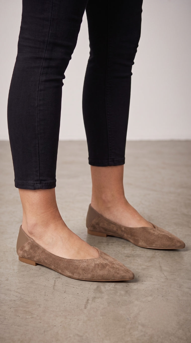 Vivia Faux Suede Pointed Ballet Flats