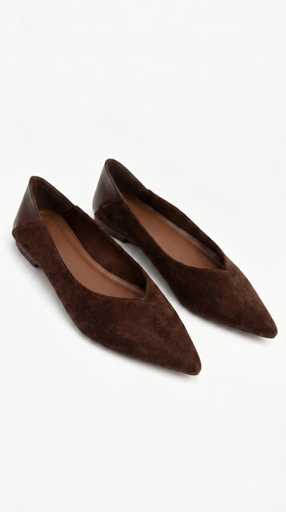 Vivia Faux Suede Pointed Ballet Flats