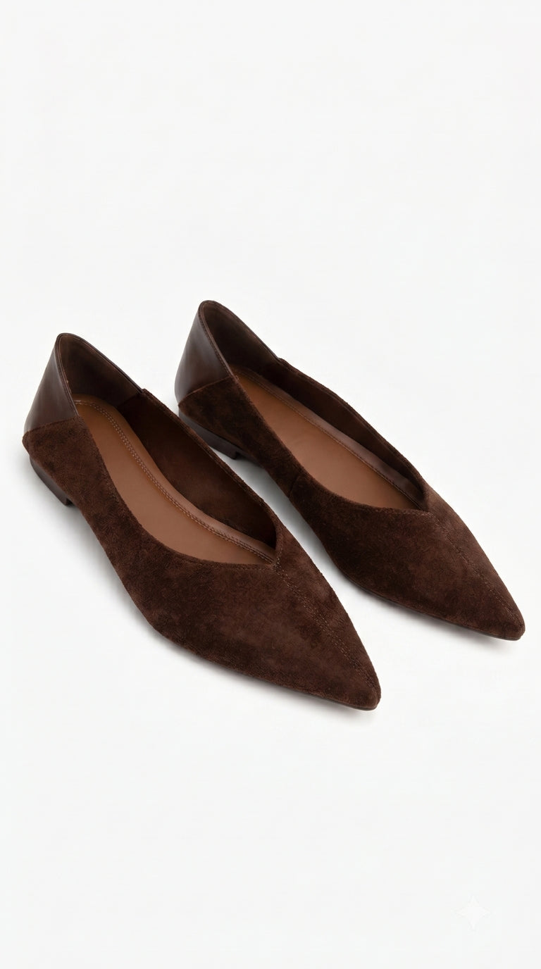Vivia Faux Suede Pointed Ballet Flats