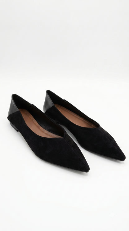Vivia Faux Suede Pointed Ballet Flats