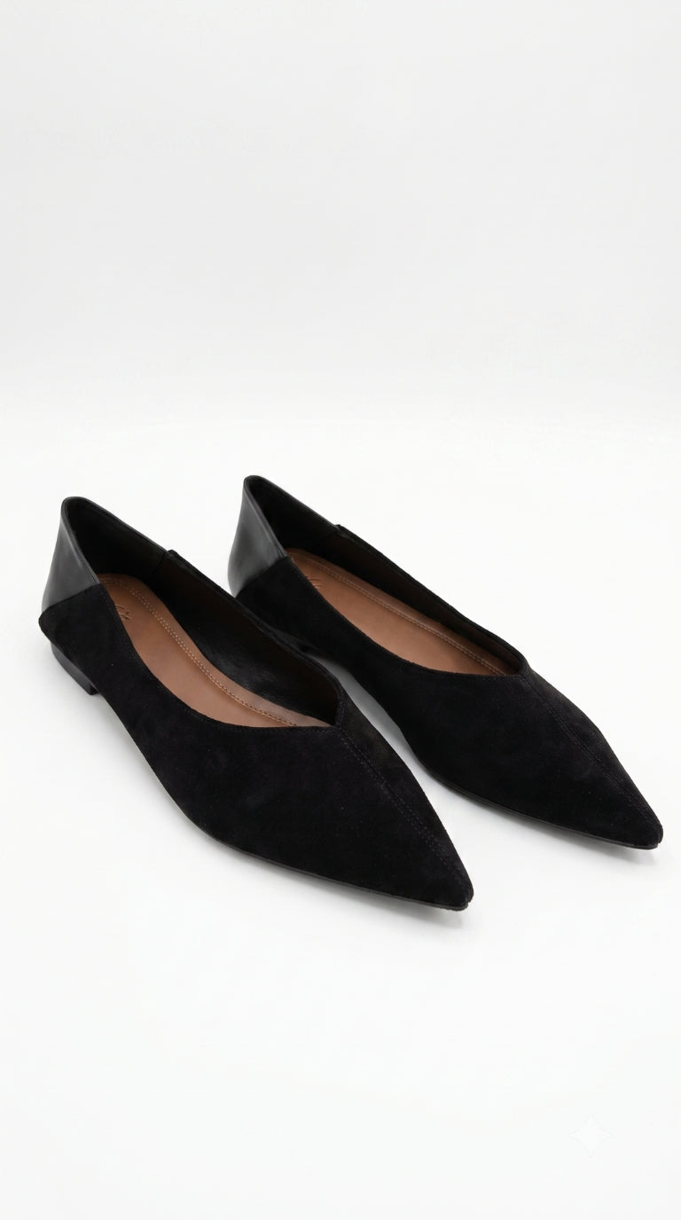 Vivia Faux Suede Pointed Ballet Flats