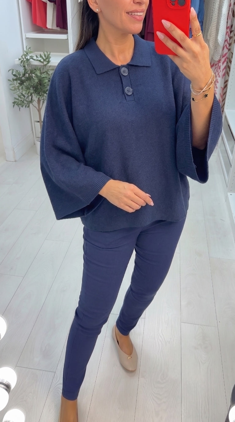 Hilarie Plain Collared Batwing Jumper