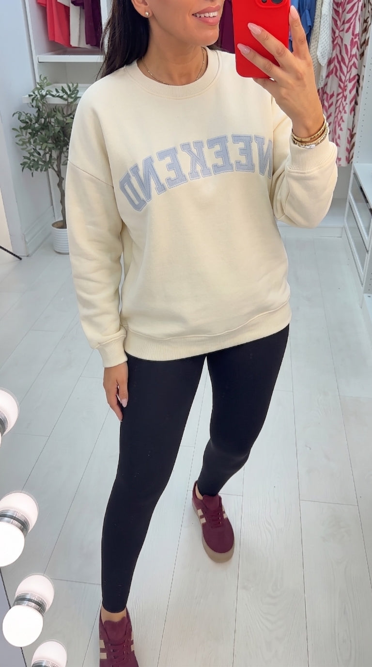 Daria 'Weekend' Slogan Loose Fit Sweatshirt