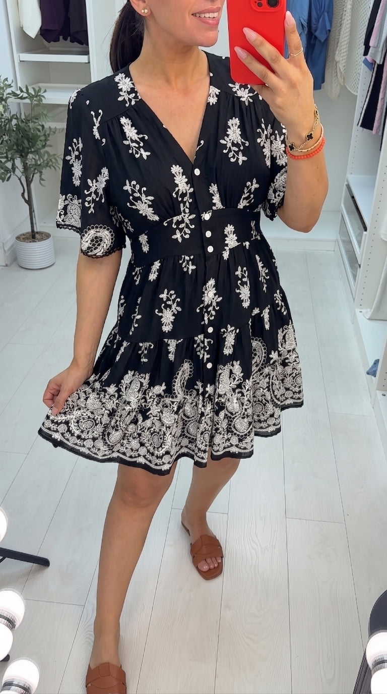 Hartley V Neck Paisley Smock Dress