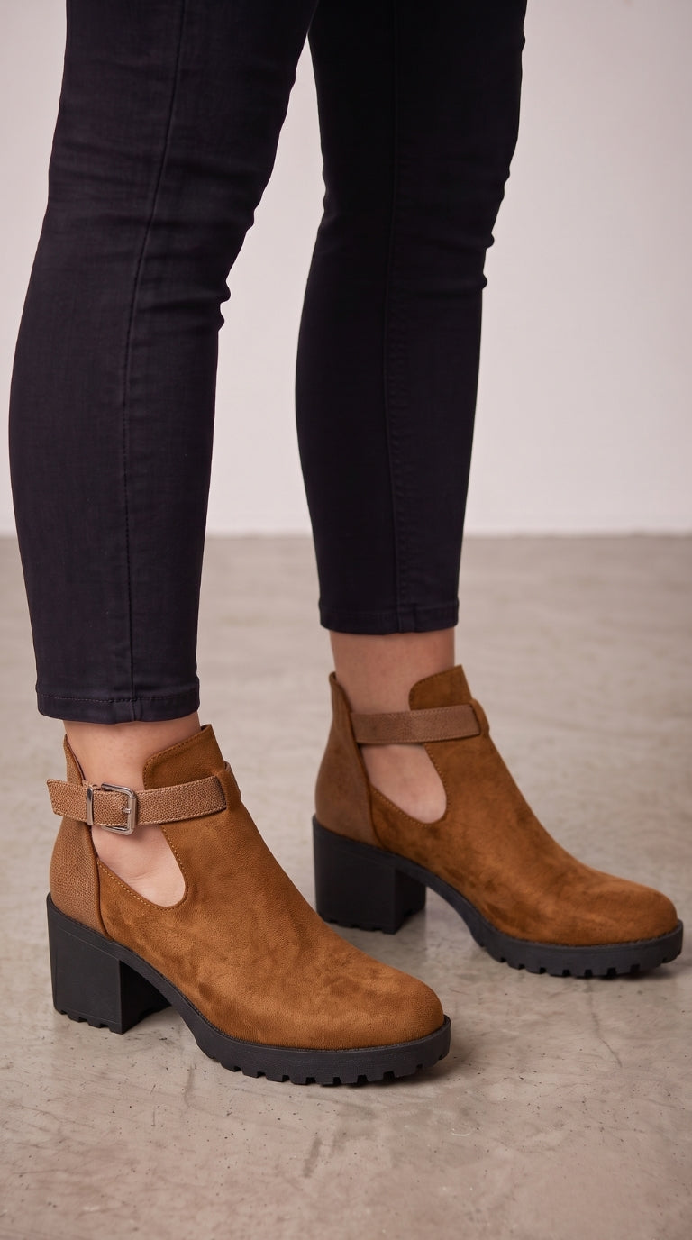 Adora Faux Suede Chunky Heel Ankle Boots