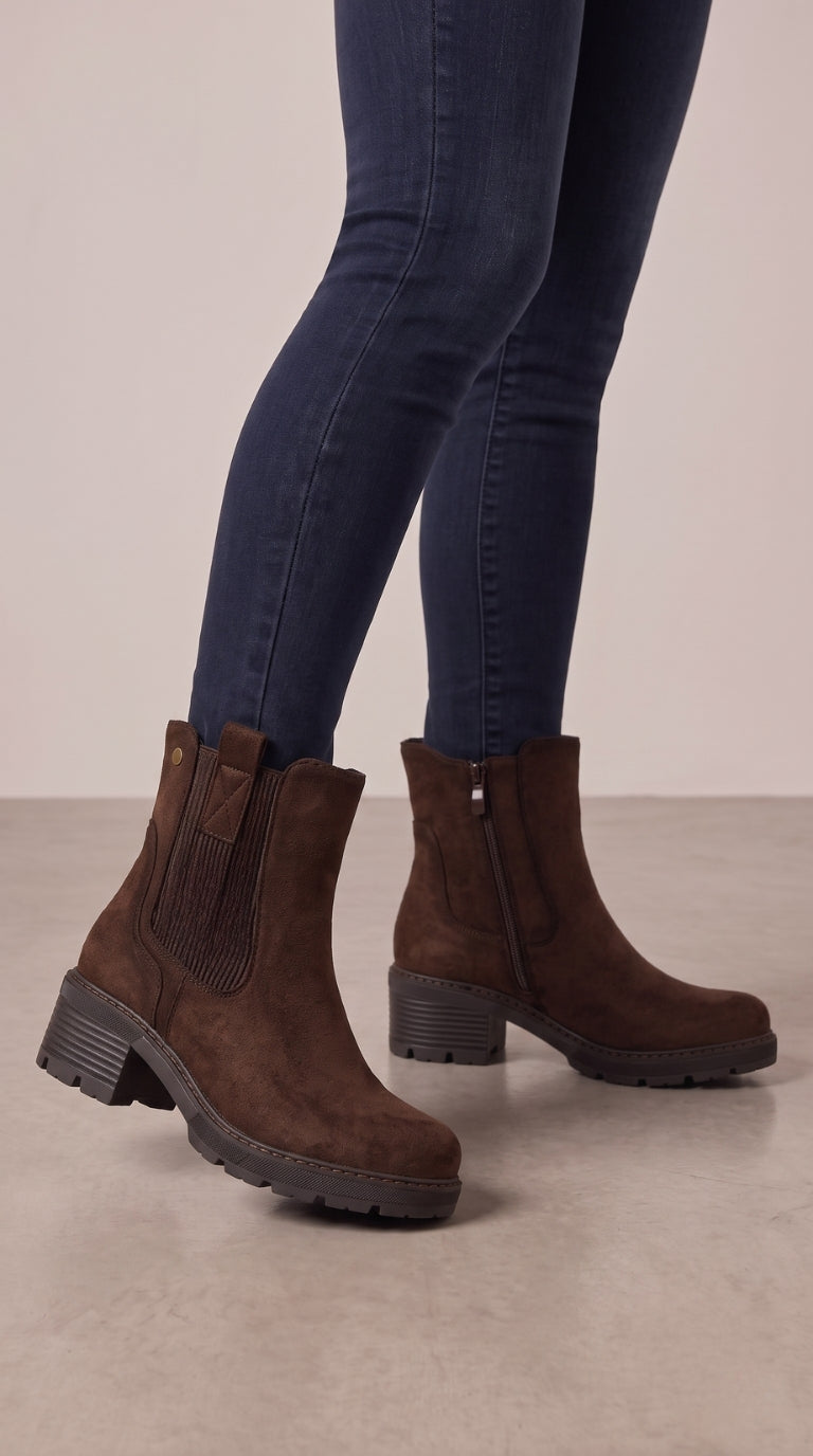 Betty Faux Suede Chunky Heeled Boots