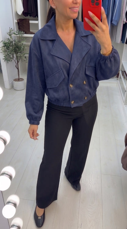 Quinsy Cropped Faux Suede Trench Coat