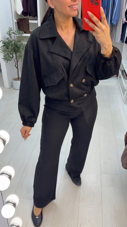 Quinsy Cropped Faux Suede Trench Coat