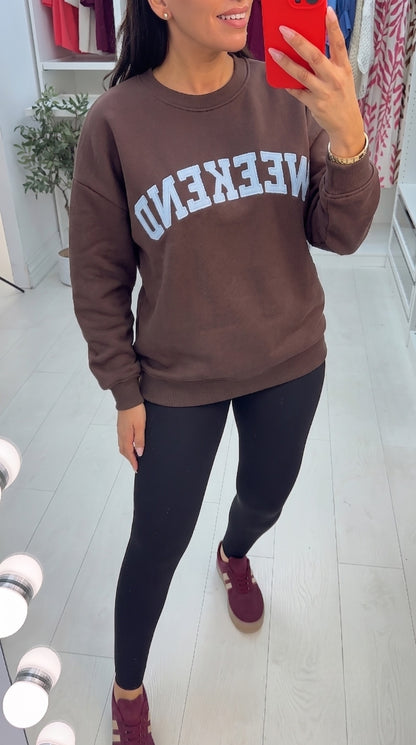 Daria 'Weekend' Slogan Loose Fit Sweatshirt